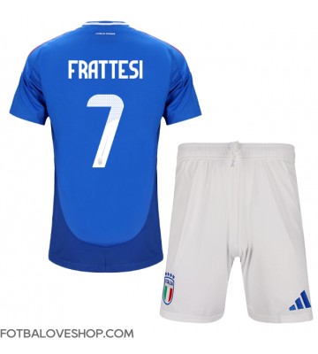 Itálie Davide Frattesi #7 Dětské Domácí Dres ME 2024 Krátký Rukáv (+ trenýrky)
